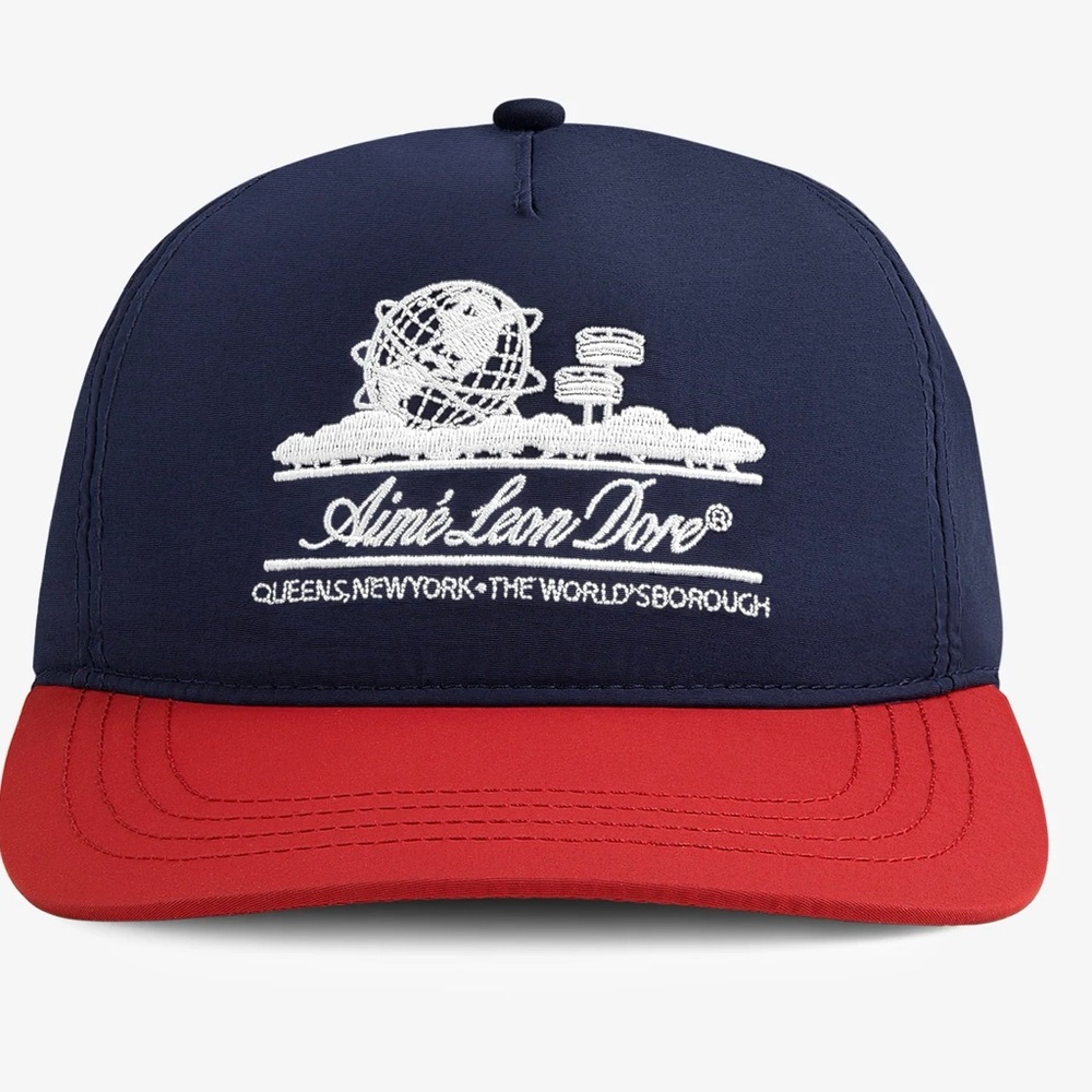 Aime Leon Dore Navy Crown with Red Brim Embroidered Logo Cap